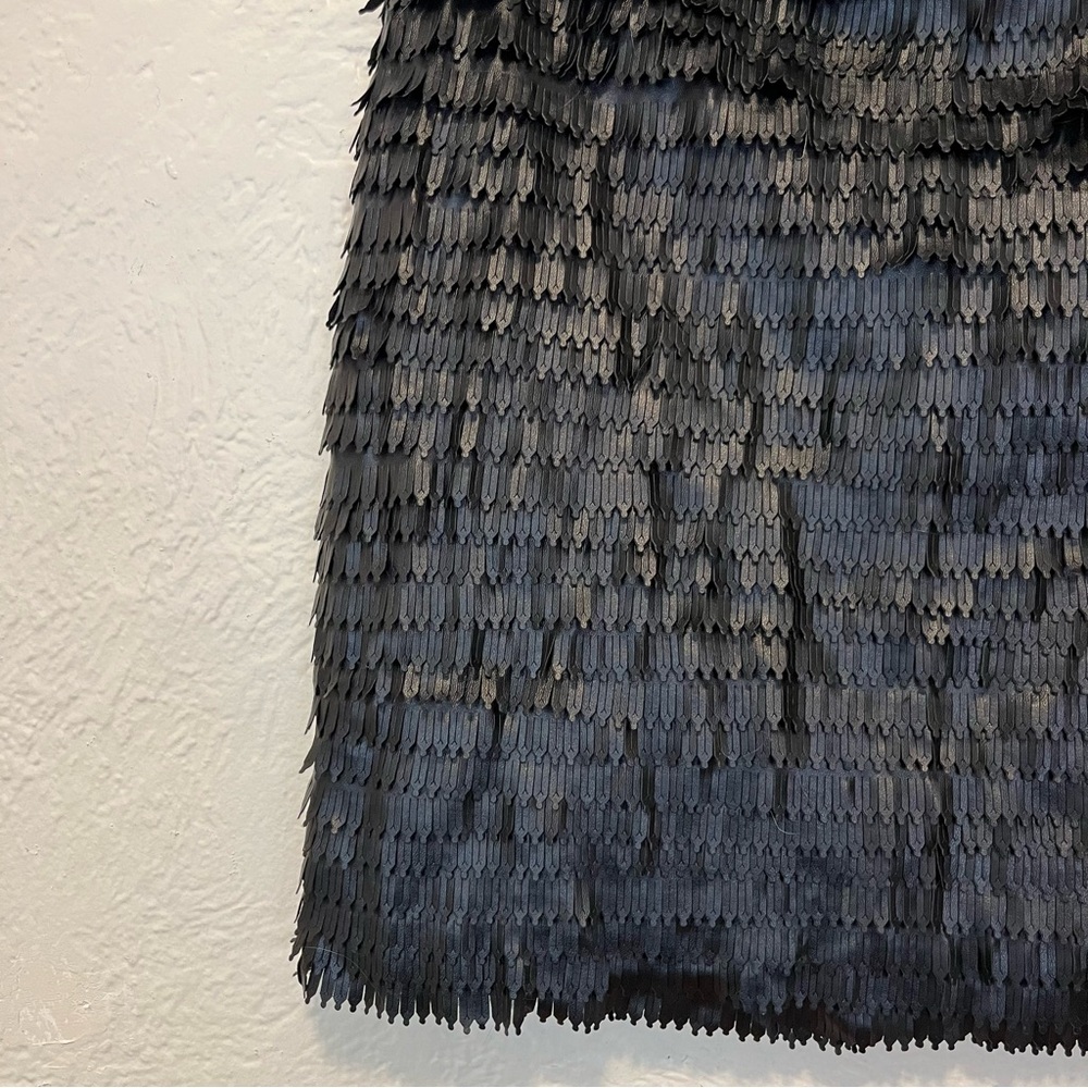 Black Faux Leather Skirt Fringe Textured Boho Western Whimsigoth Max Studio M - Picture 2 of 6